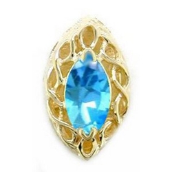 B2181 14K MARQUISE BLUE TOPAZ SLIDE WITH OPEN X DESIGN 